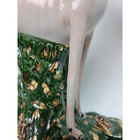 Vintage Staffordshire Whippet Greyhound Hunting Dog w. Rabbit Hare Figurine 11" - Picture 4 of 15